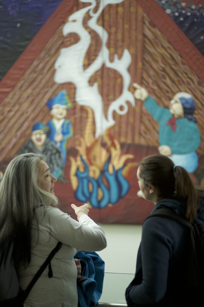 Indigenous students in commons spaces.