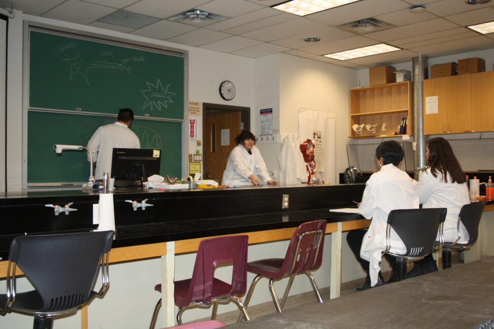 Indigenous students in a biology lab