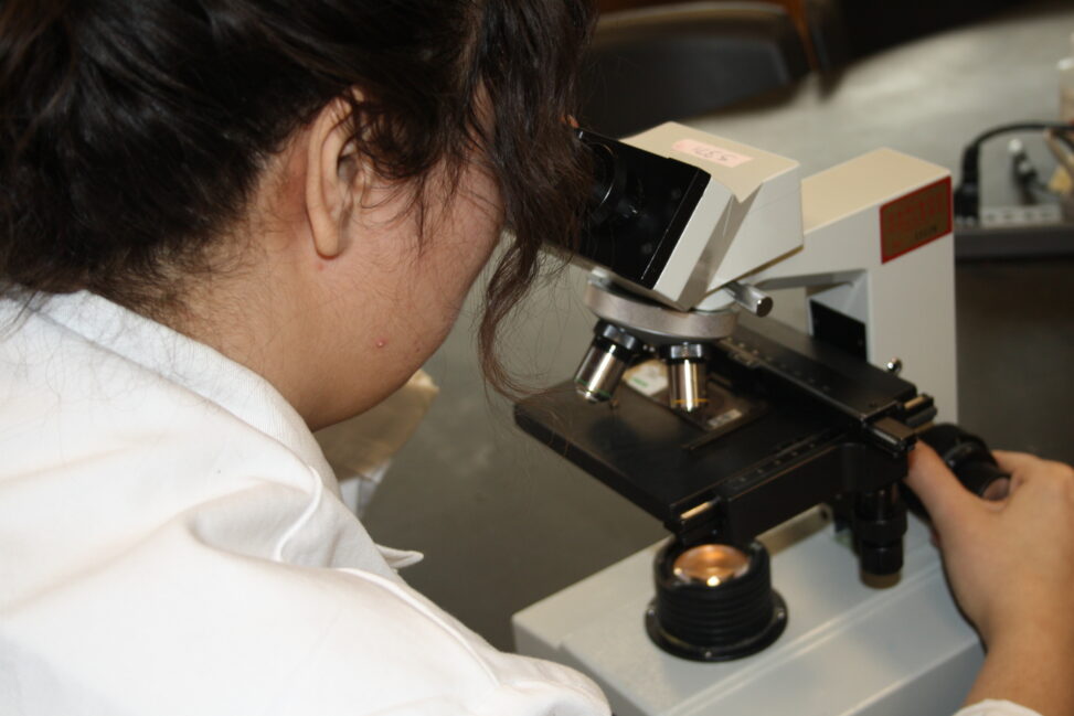 Indigenous students in a biology lab.