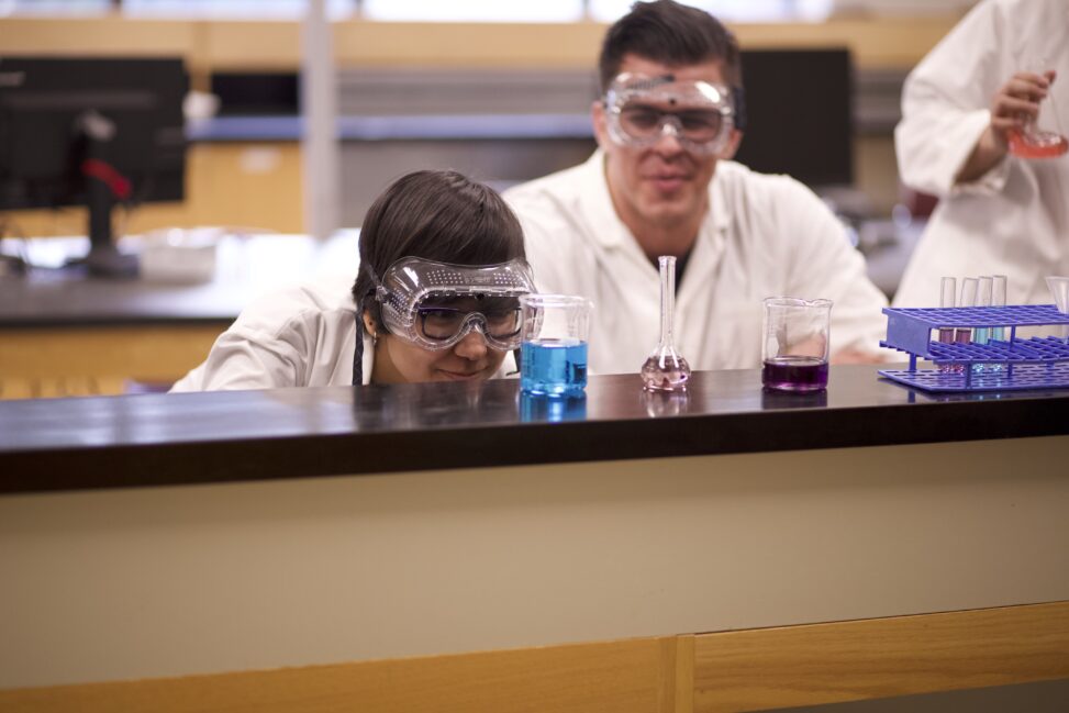 Indigenous students in a biology lab.